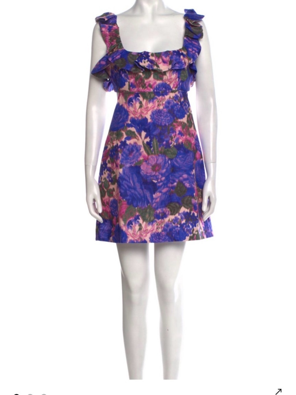 Zimmermann Purple and Pink Floral Ruffle-Trim Mini Dress.  Worn 1x, like new